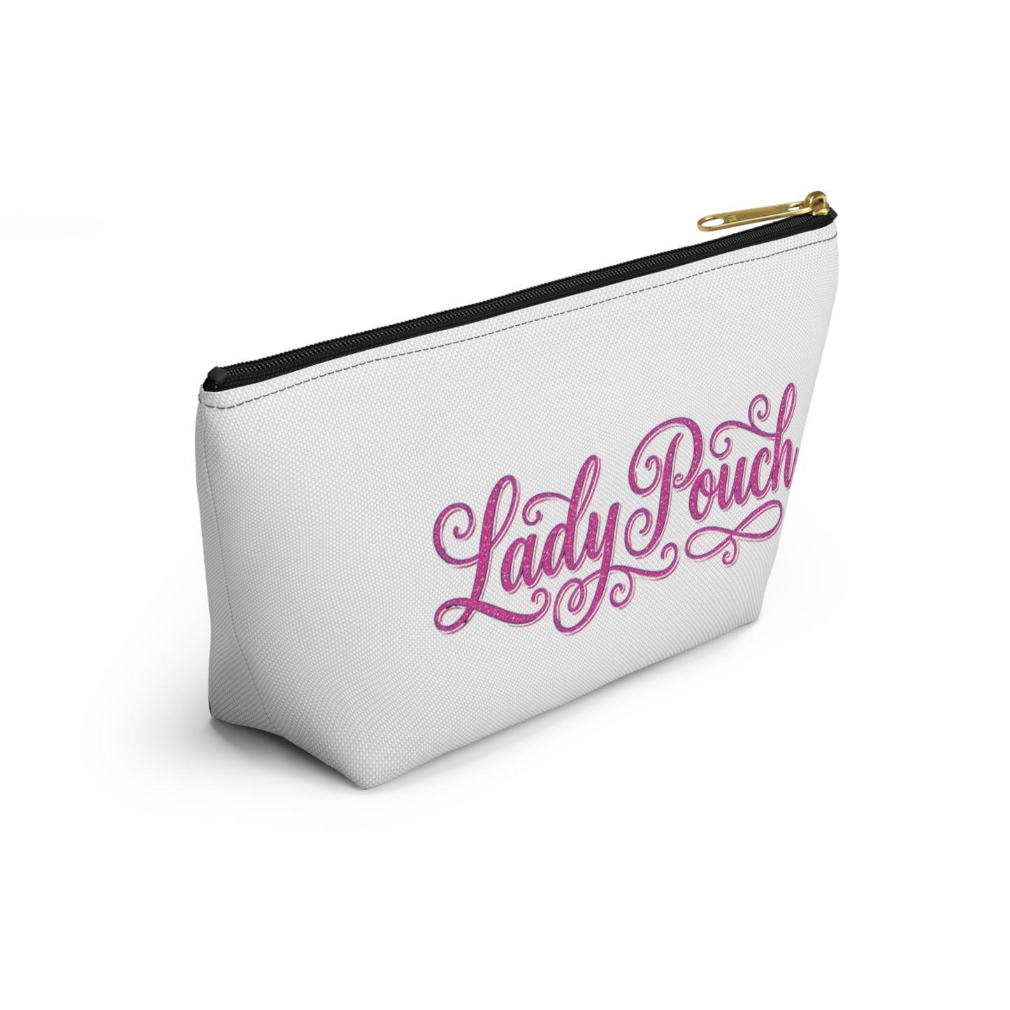 Lady Pouch Accessory Bag — Pink Script Makeup & Travel Organizer