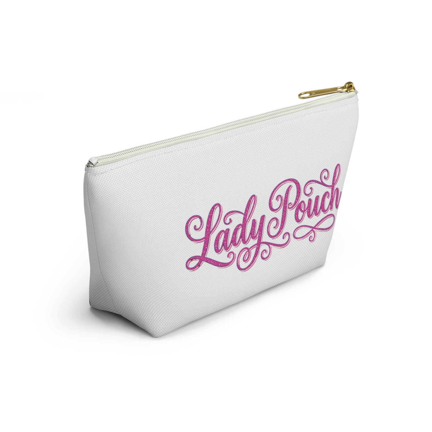 Lady Pouch Accessory Bag — Pink Script Makeup & Travel Organizer