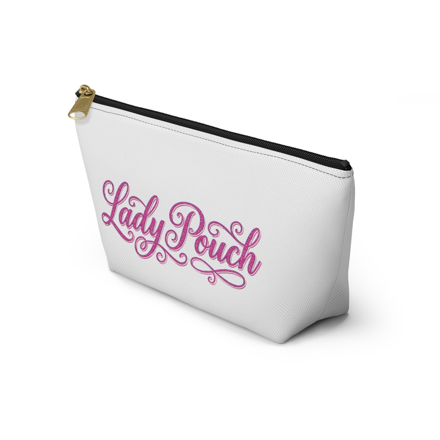 Lady Pouch Accessory Bag — Pink Script Makeup & Travel Organizer