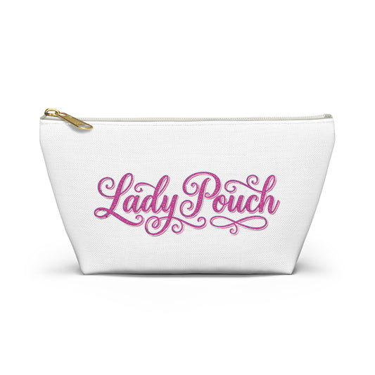 Lady Pouch Accessory Bag — Pink Script Makeup & Travel Organizer