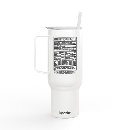 Biblical Nutrition Facts 40oz Engraved Insulated Tumbler with Lid & Straw — Stainless Travel Mug, Personalized Engraving