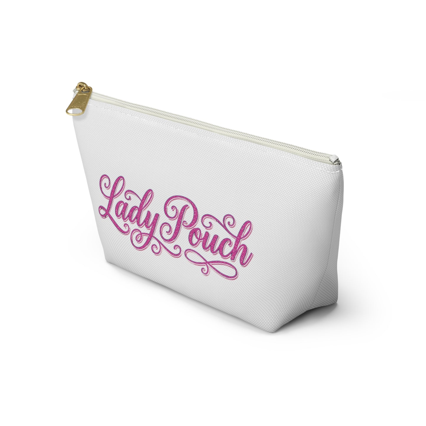 Lady Pouch Accessory Bag — Pink Script Makeup & Travel Organizer