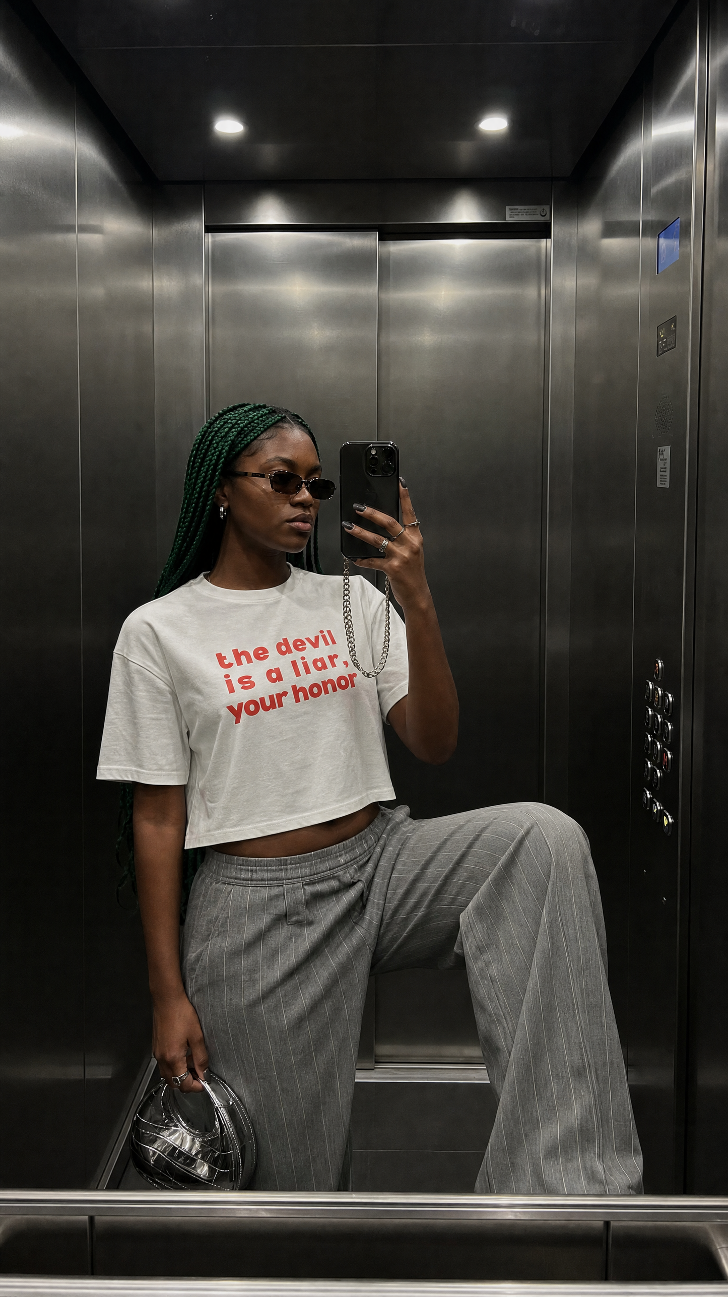 Courts of Heaven Cropped Tee — "the devil is a liar, your honor" Feminine Graphic Tee